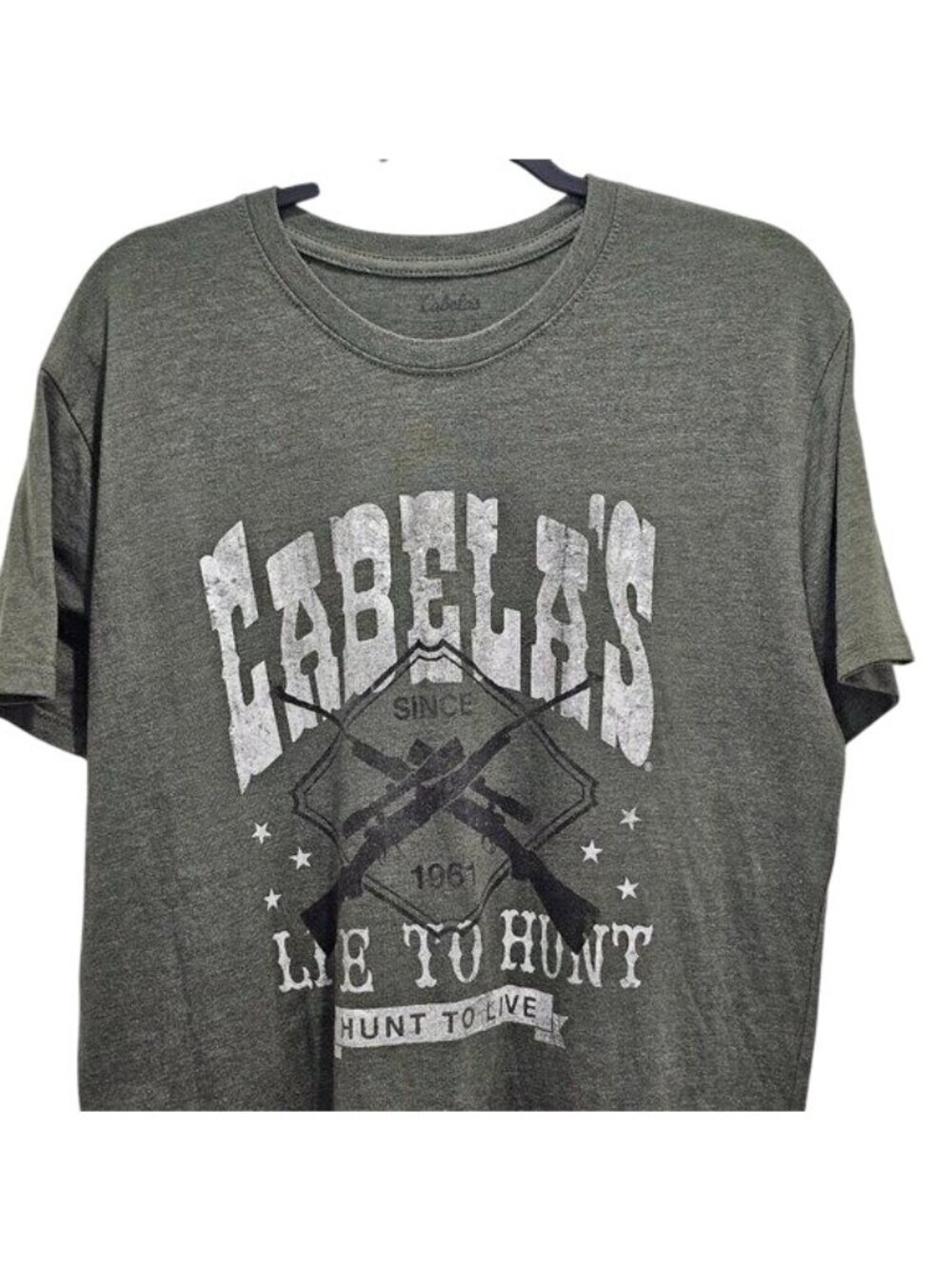 Cabela's Olive Graphic Hunting Tee Men's L 100% Cotton Crew Tee